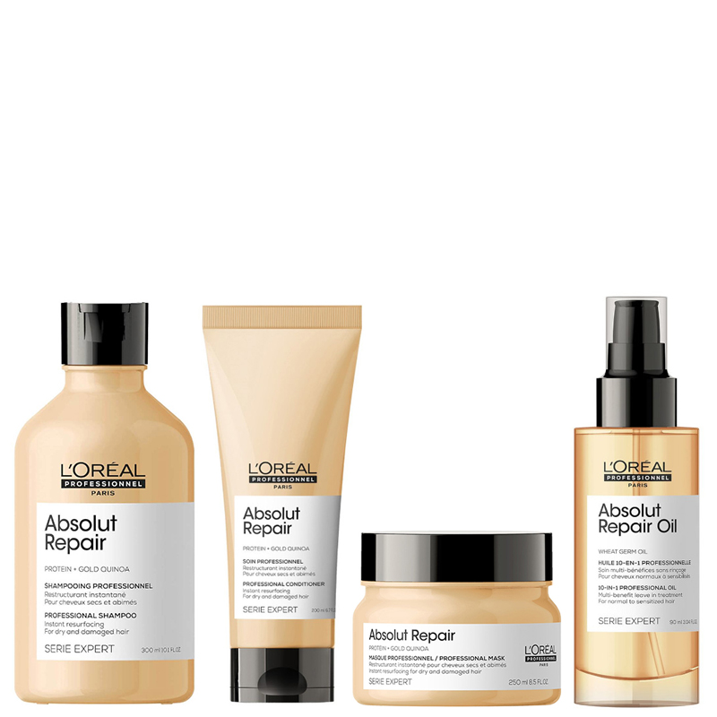 Absolut Repair | Zestaw regenerujący do włosów: szampon 300ml + odżywka 200ml + maska 250ml + olejek 90ml