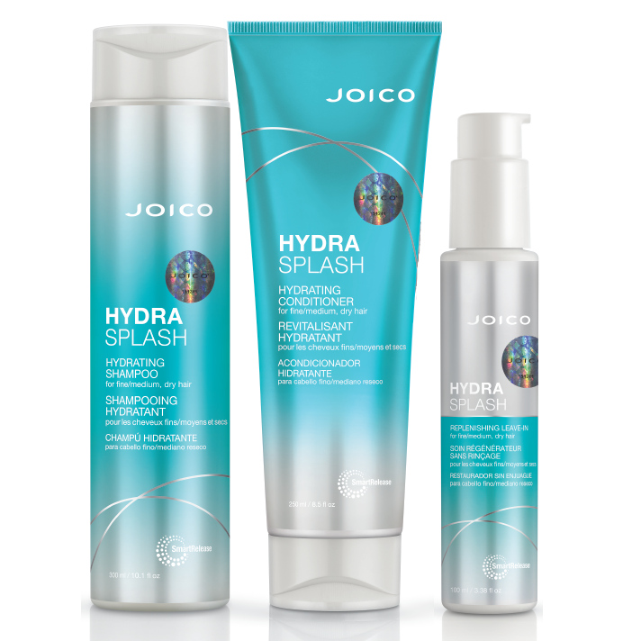 HydraSplash | Zestaw nawilżający nieobciążający cienkich włosów: szampon 300ml + odżywka 250ml + krem do stylizacji 100ml