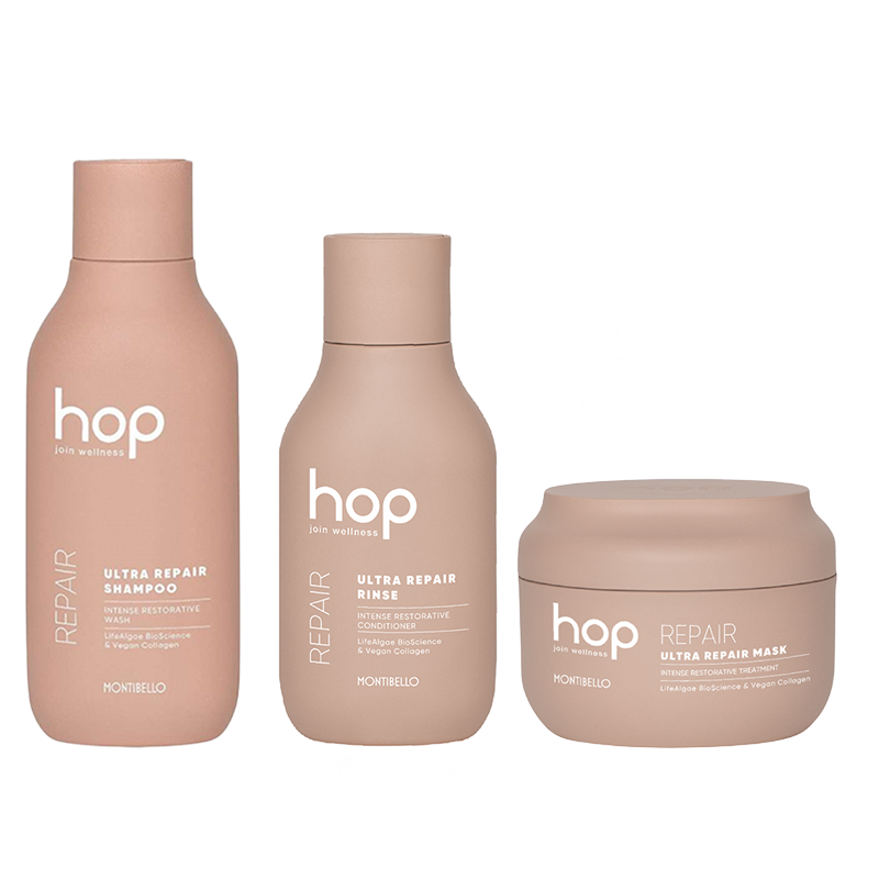 Hop Ultra Repair | Zestaw do włosów zniszczonych: szampon 300ml + odżywka 200ml + maska 200ml