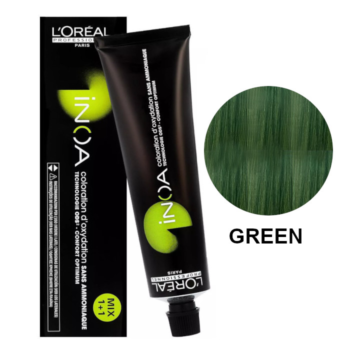Inoa Mix Green | Bezamoniakowa trwała farba do włosów - kolor Green 60g