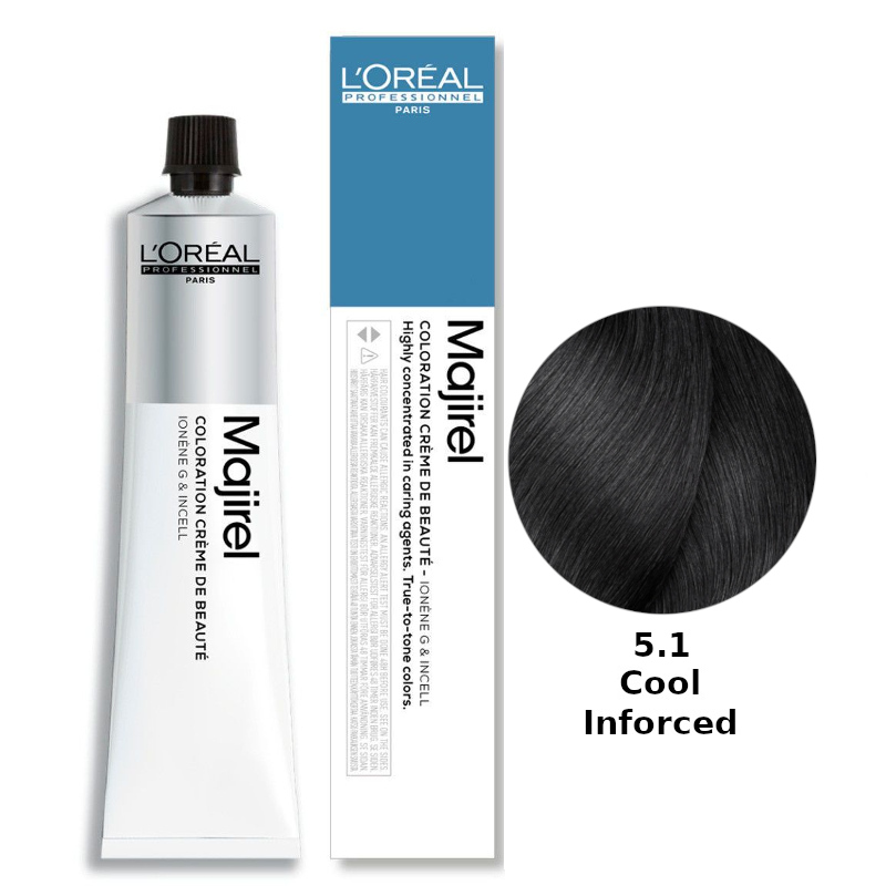Majirel Cool Inforced | Ochładzająca kolor trwała farba do włosów - kolor 5.1 50ml
