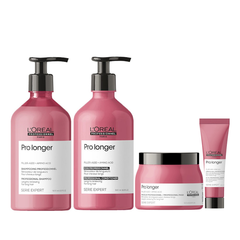 Pro Longer | Zestaw do włosów długich: szampon 500ml + odżywka 500ml + maska 500ml + termoochronny krem do włosów długich 150ml