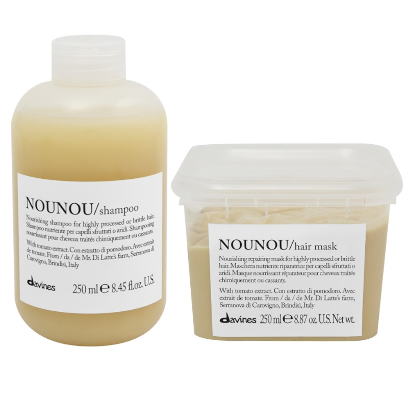 Nounou | Zestaw do włosów zniszczonych: szampon 250ml + maska 250ml