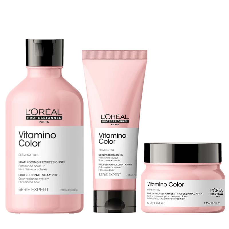 Vitamino Color | Zestaw do włosów farbowanych: szampon 300ml + odżywka 200ml + maska 250ml