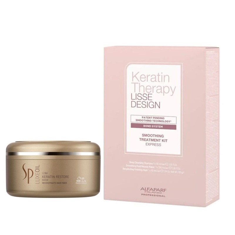 Keratin Therapy and Keratin Restore | Zestaw wygładzająco-regenerujący: zestaw do keratynowego prostowania włosów + maska regenerująca 150ml