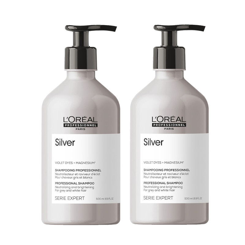 Silver | Zestaw: szampon do włosów siwych lub rozjaśnionych 2x500ml