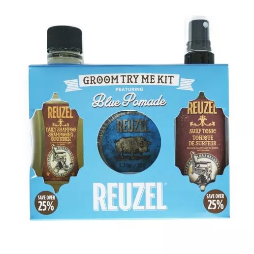Try Me Kit Blue | Zestaw dla mężczyzn: szampon 100ml + nabłyszczająca pomada 35g + tonik z solą morską do stylizacji włosów 100ml
