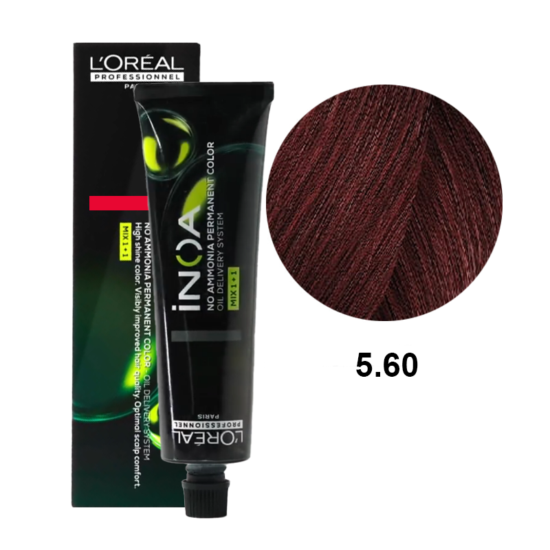 Inoa C5.60 | Bezamoniakowa trwała farba do włosów - kolor C5.60 jasny brąz mahoniowy intensywny 60g