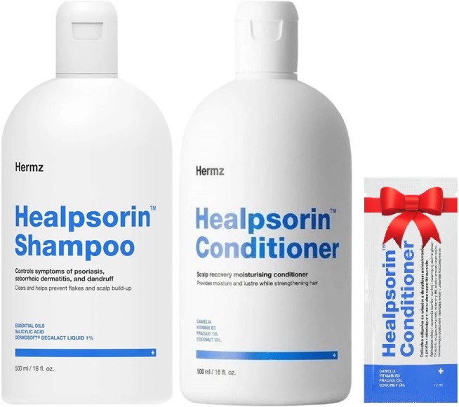 Healpsorin | Zestaw przeciwłupieżowy do włosów: szampon 500ml + odżywka 500ml + próbka 