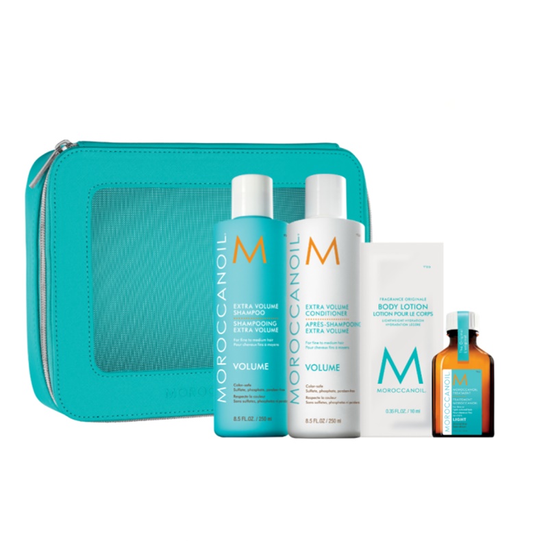 Volume Spring Kit | Zestaw dodający objętości: szampon 250ml + odżywka 250ml + olejek do włosów cienkich 25ml + balsam do ciała 10ml + kosmetyczka
