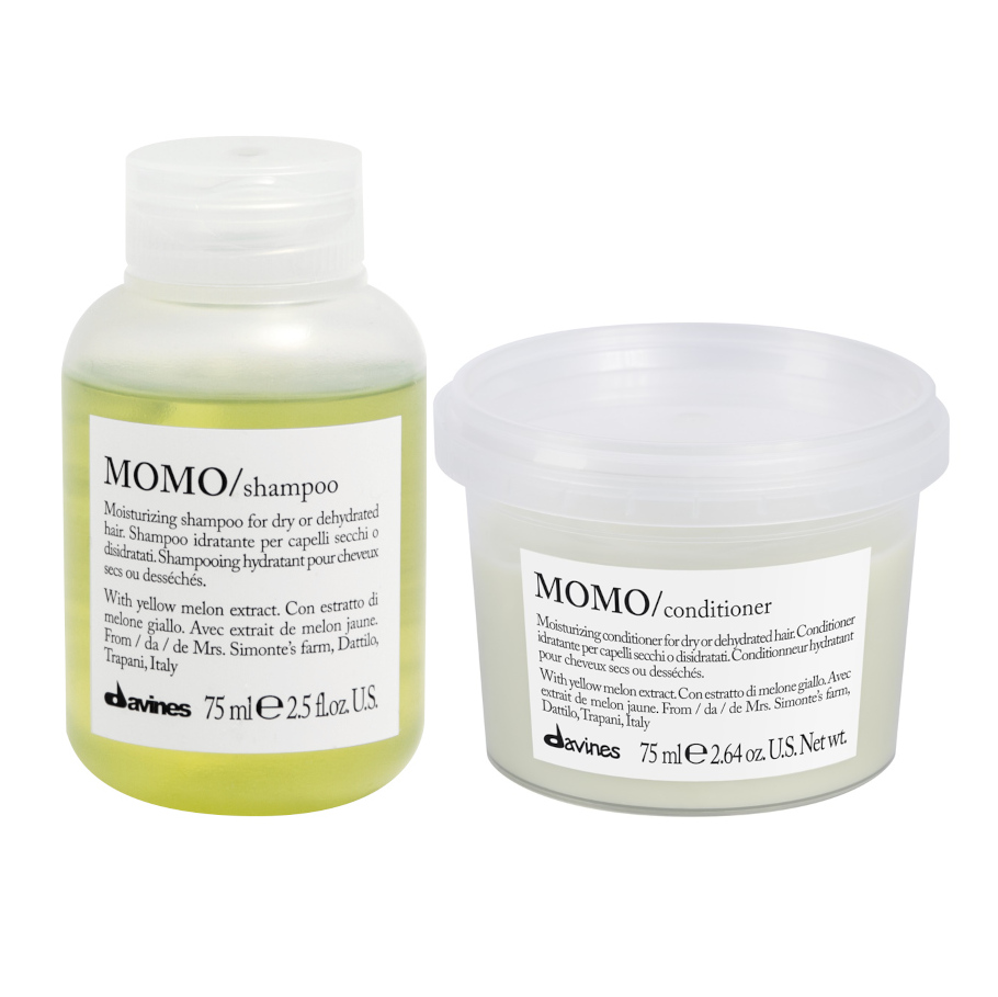 MOMO | Minizestaw nawilżający do włosów: szampon 75ml + odżywka 75ml