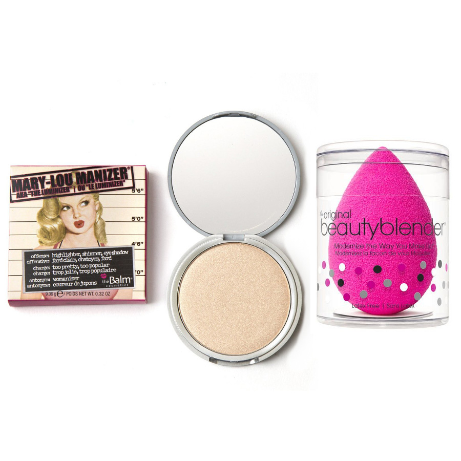 Mary-Lou Manizer and Beauty Blender | Zestaw do makijażu: puder rozświetlający 9,06g + gąbka do makijażu