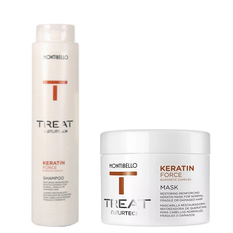 Treat Naturtech Keratin Force | Zestaw wzmacniający do włosów: szampon 300ml + maska 500ml