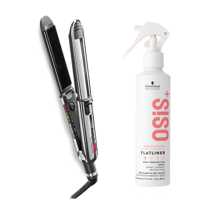 Elipsis and Osis Flatliner | Zestaw do włosów: prostownica do włosów 31mm - czarna + termoochronny spray