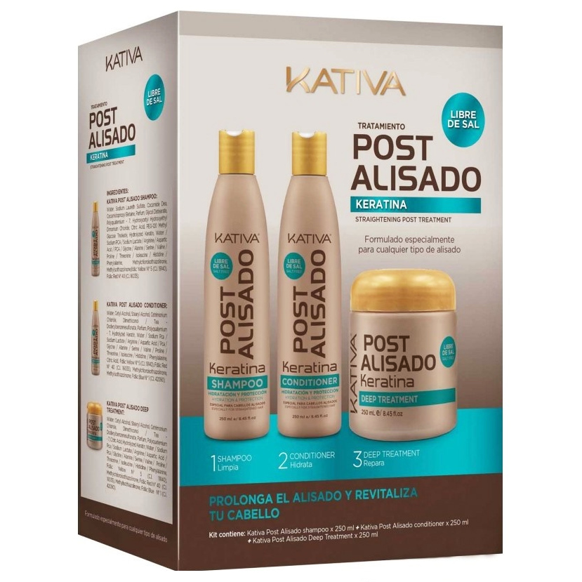 Post Alisado | Zestaw podtrzymujący efekt wygładzenia: szampon 250ml + odżywka 250ml + maska 250ml