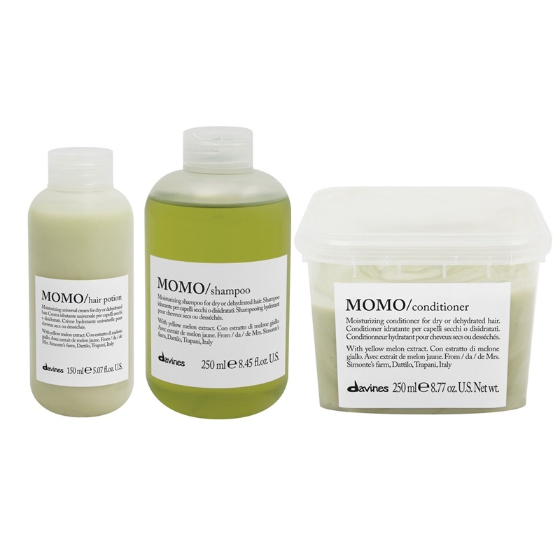 Momo | Zestaw nawilżający dla włosów suchych: szampon 250ml + odżywka 250ml + krem 150ml
