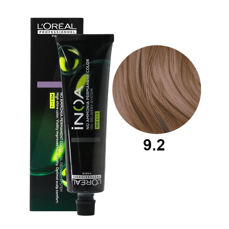 iNOA 9.2 | Bezamoniakowa trwała farba do włosów - kolor 9.2 bardzo jasny blond opalizujący 60g