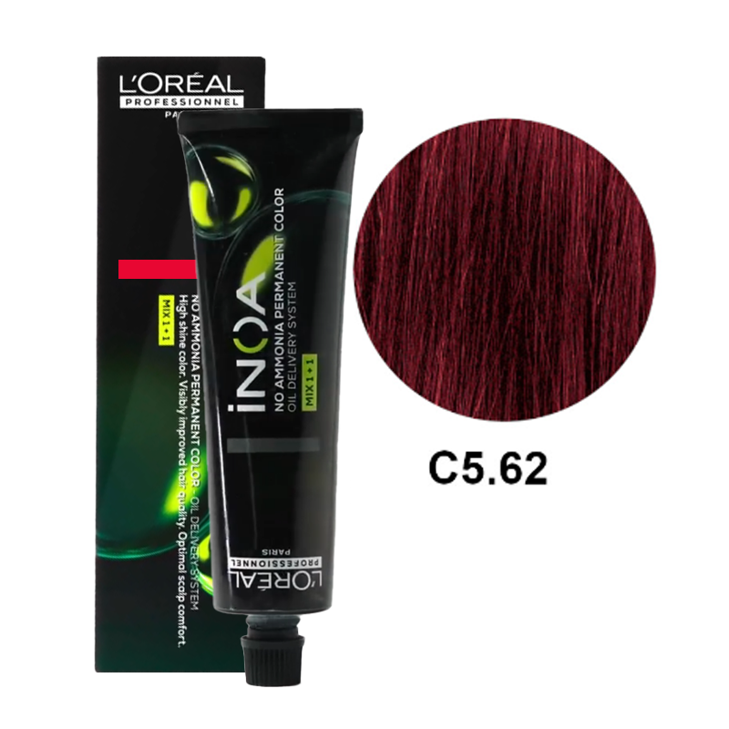 iNOA C5.62 | Bezamoniakowa trwała farba do włosów - kolor C5.62 jasny brąz mahoniowo-opalizujący 60g
