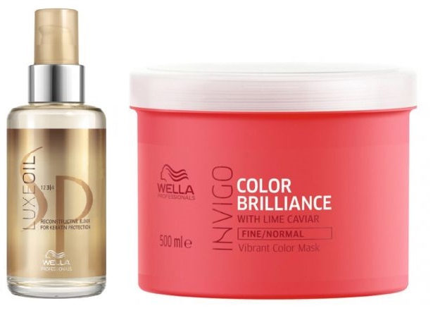 SP Luxe Oil and Invigo Color Brilliance | Zestaw: elixir pielęgnujący do włosów 100ml + maska do normalnych włosów farbowanych 500ml