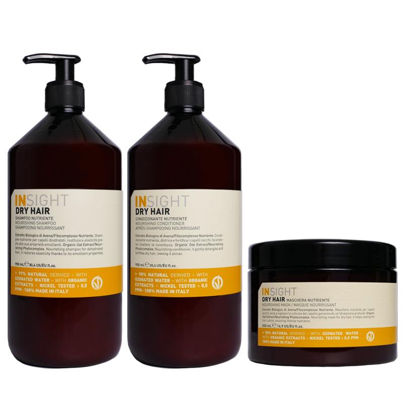 Dry Hair | Zestaw nawilżający do włosów suchych: szampon 900ml + odżywka 900ml + maska 500ml