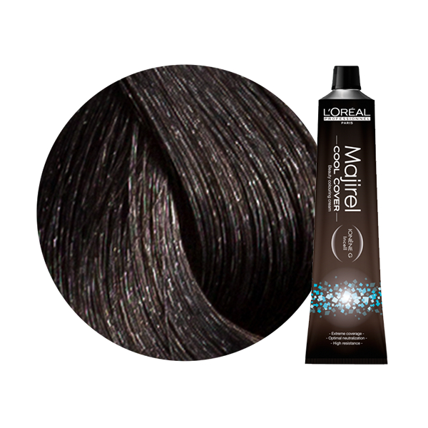 Majirel Cool Cover | Trwała farba do włosów o chłodnych odcieniach - kolor 4 brąz 50ml