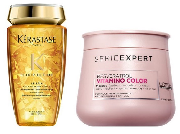 Elixir Ultime and Vitamino Color | Zestaw: kąpiel do każdego rodzaju włosów 250ml + maska do włosów farbowanych 250ml
