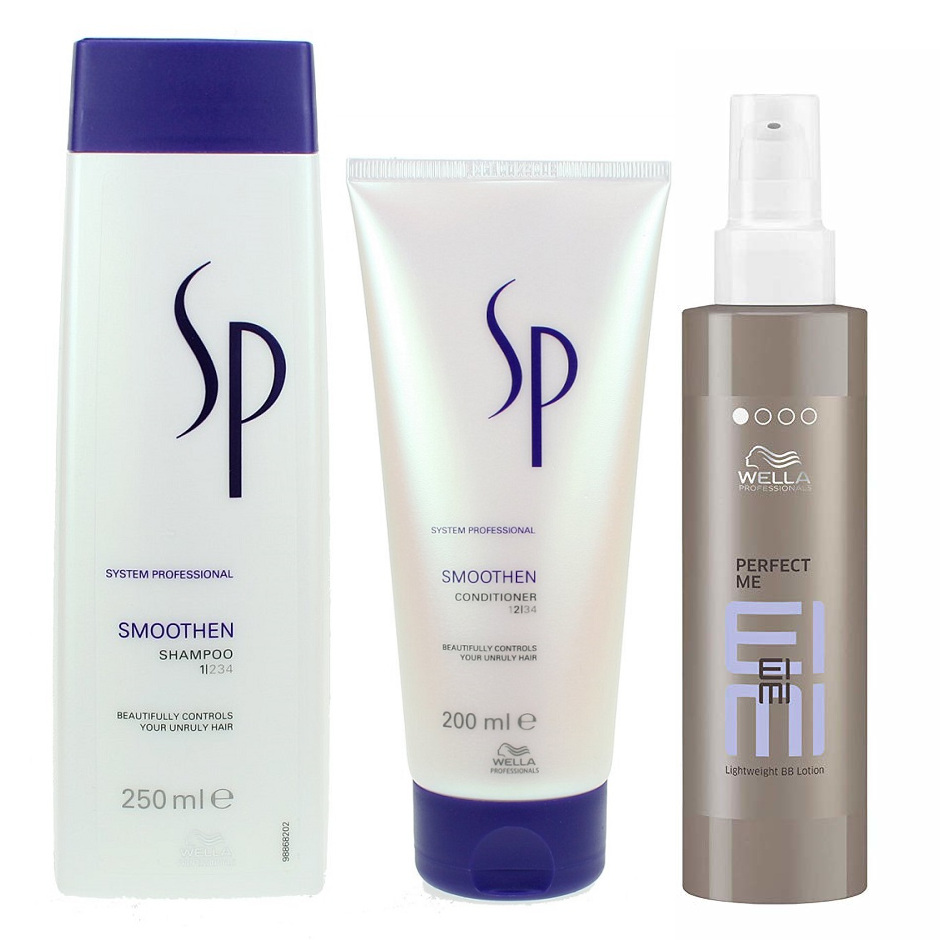 SP Smoothen and EIMI | Zestaw wygładzający: szampon 250ml + odżywka 200ml + wygładzający lotion do stylizacji 100ml