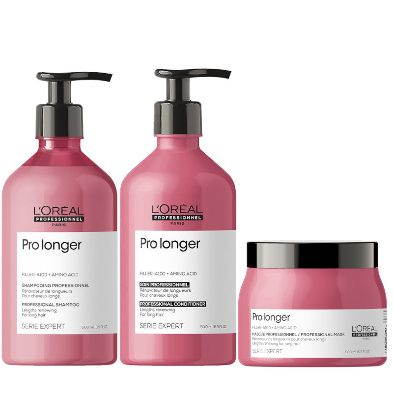 Pro Longer | Zestaw do włosów długich: szampon 500ml + odżywka 500ml + maska 500ml