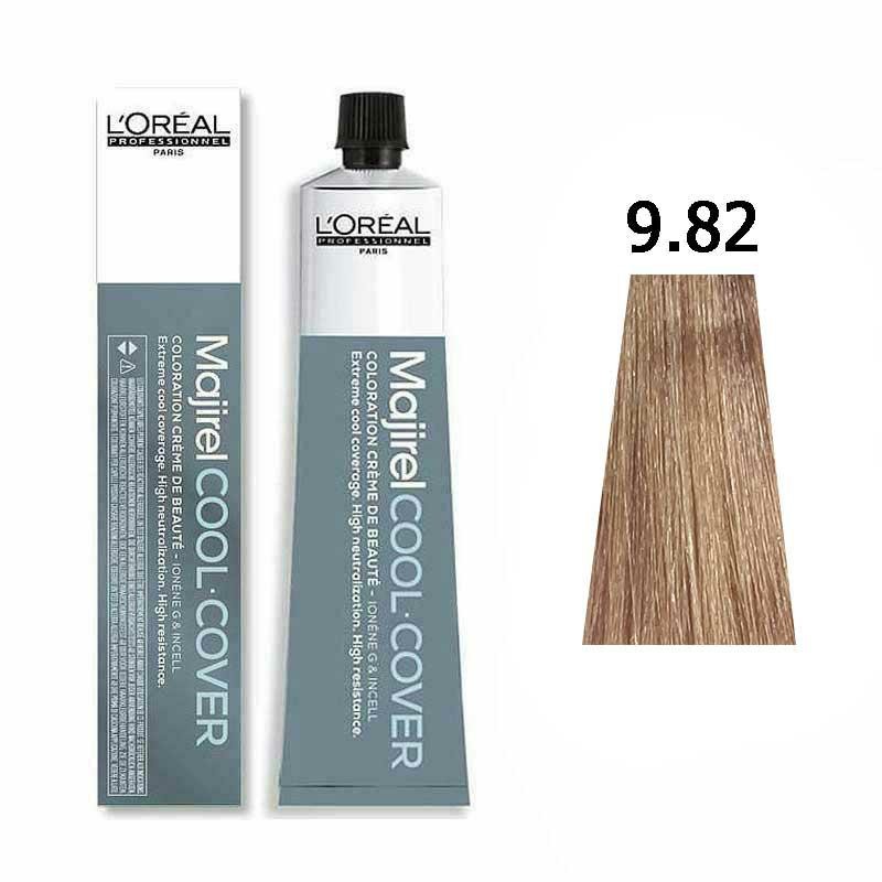 Majirel Cool Cover | Trwała farba do włosów o chłodnych odcieniach - kolor 9.82 bardzo jasny blond mokka opalizujący 50ml