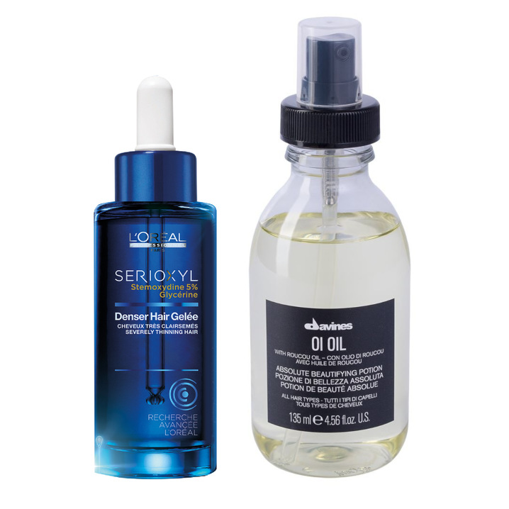 Serioxyl Denser Hair Gelee and OI Oil | Zestaw: żelowe serum zagęszczające włosy 90ml + olejek do włosów 135ml