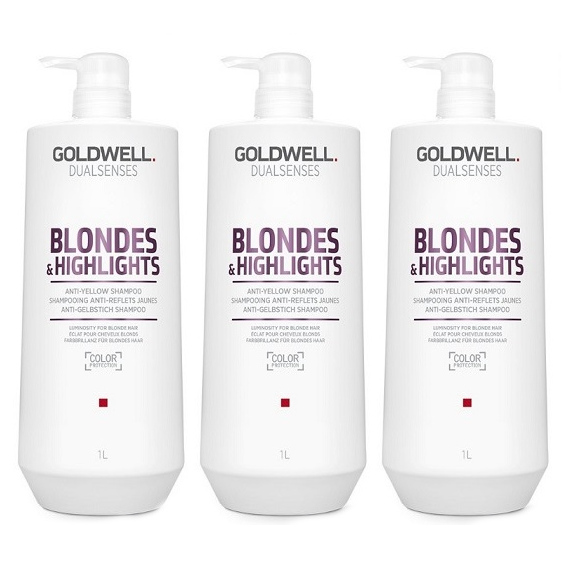 DualSenses Blondes and Highlights | Zestaw: szampon do włosów blond 3x1000ml
