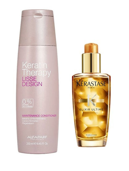 Keratin Therapy Maintenance and Elixir Ultime | Zestaw do wygładzenia i odżywienia włosów: odżywka 250ml + olejek 100ml
