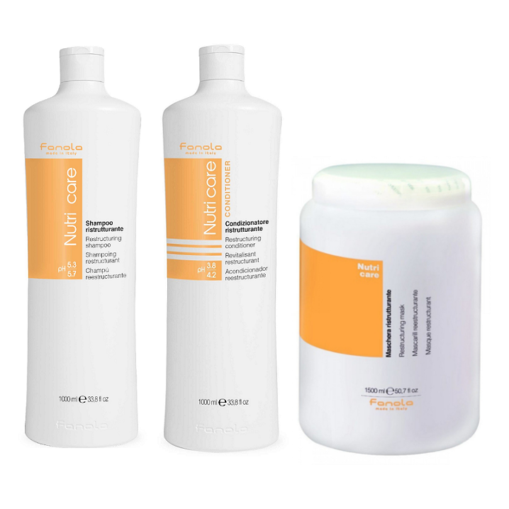 Nutri Care Restructuring | Zestaw do włosów suchych i łamliwych: szampon 1000ml + odżywka 1000ml + maska 1500ml