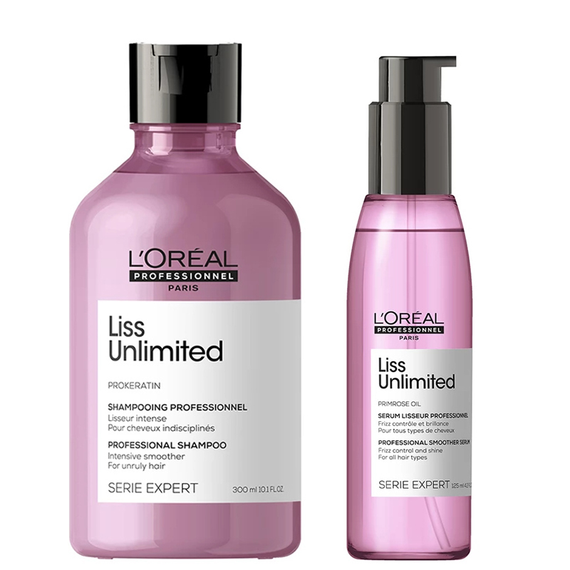 Liss Unlimited | Zestaw wygładzający do włosów: szampon 300ml + serum wygładzające 125ml