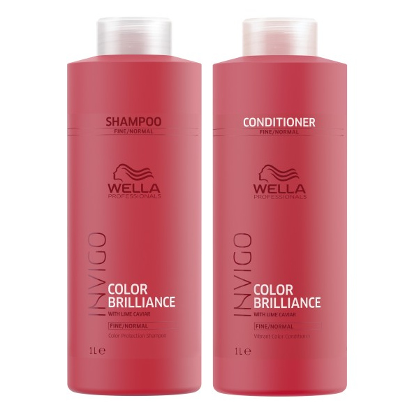Invigo Color Brilliance | Zestaw do normalnych włosów farbowanych: szampon 1000ml + odżywka 1000ml