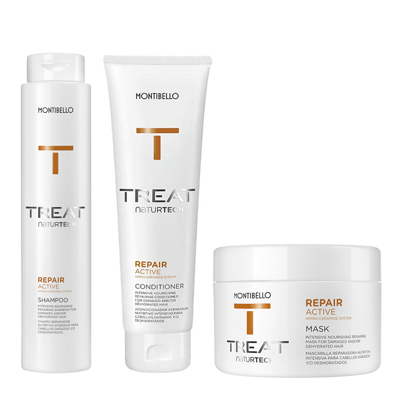 Treat Naturtech Repair Active | Zestaw do włosów zniszczonych: szampon 300ml + odżywka 150ml + maska 200ml