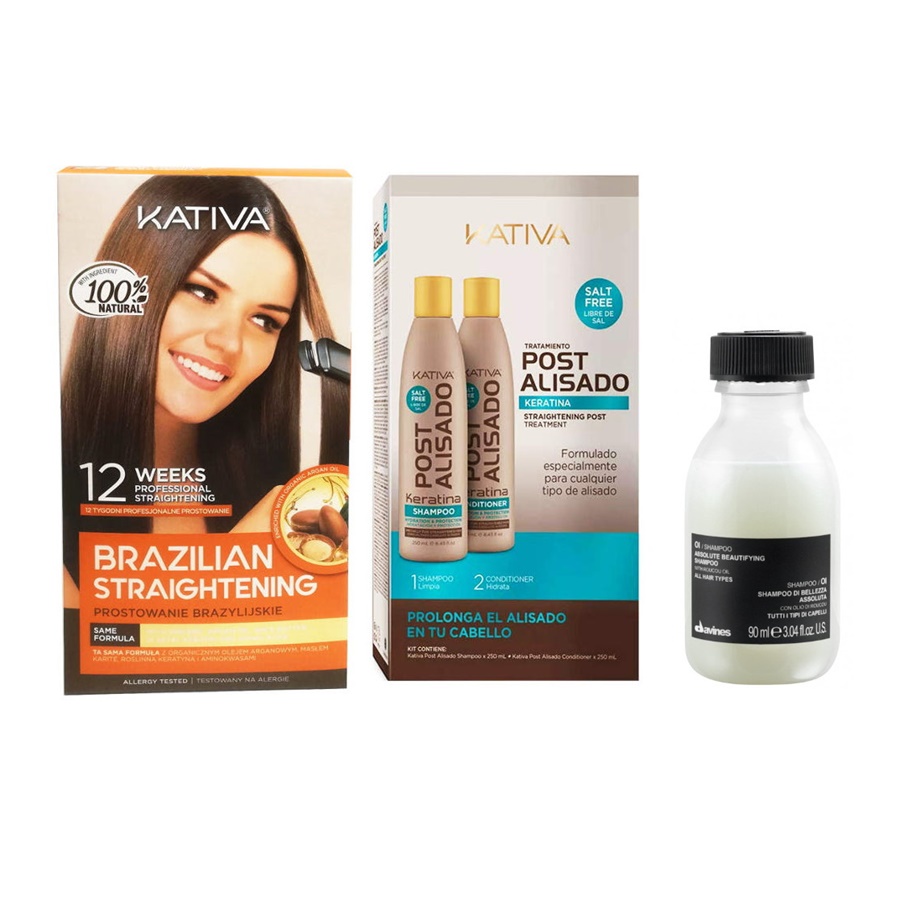 Alisado Brasileno and Post Alisado and OI Oil | Zestaw: zestaw do keratynowego prostowania włosów + szampon 250ml + odżywka 250ml +szampon do każdego rodzaju włosów 90ml