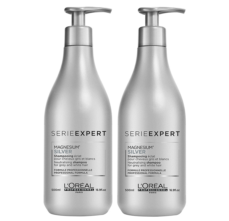 Silver | Zestaw: szampon do włosów siwych lub rozjaśnionych 2x500ml - stara szata 