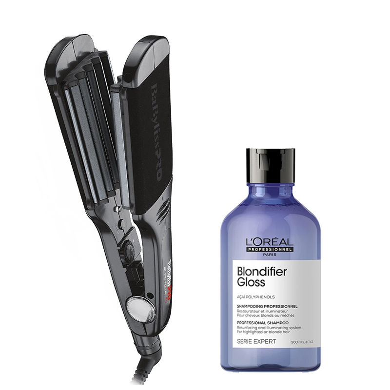 EP Technology and Blondifier Gloss | Zestaw do włosów: suszarka z jonizacją 2600W + szampon nabłyszczający do włosów blond 300ml - próbka