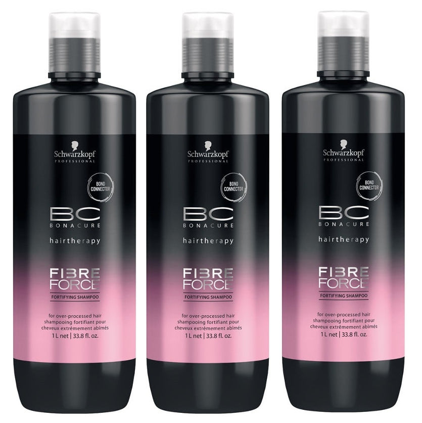 BC Fibre Force | Zestaw: szmacniający szampon do włosów zniszczonych 3x1000ml