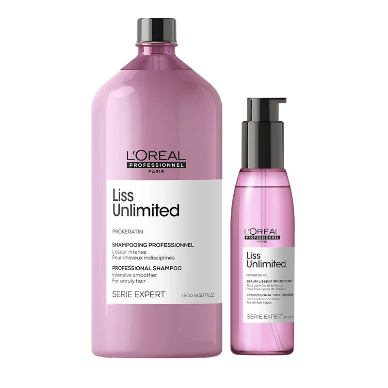 Liss Unlimited | Zestaw wygładzający do włosów: szampon 1500ml + serum wygładzające 125ml
