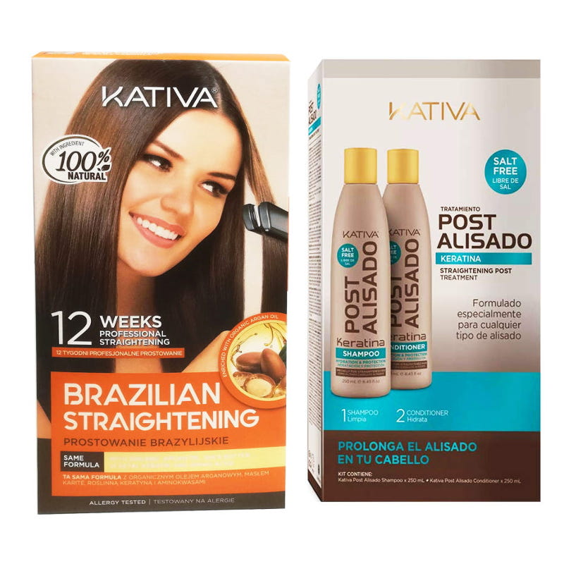 Alisado Brasileno and Post Alisado | Zestaw: zestaw do keratynowego prostowania włosów + zestaw do pielęgnacji po keratynowym prostowaniu (szampon 250ml + odżywka 250ml)