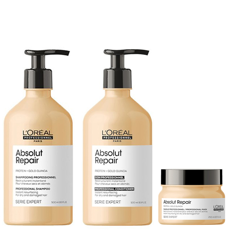 Absolut Repair | Zestaw regenerujący do włosów: szampon 500ml + odżywka 500ml + maska 250ml