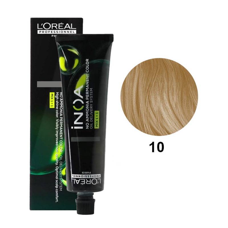 iNOA 10 | Bezamoniakowa trwała farba do włosów - kolor 10 bardzo jasny blond 60g