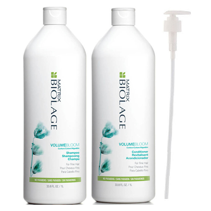 Biolage VolumeBloom | Zestaw nadający objętość: szampon 1000ml + odżywka 1000ml + pompka