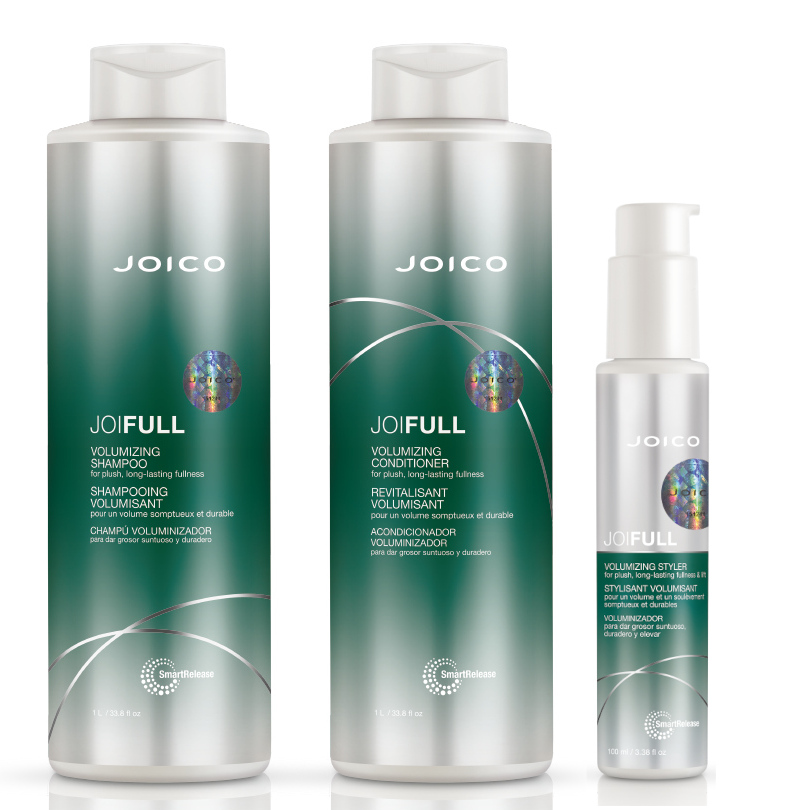 JoiFull | Zestaw zwiększający objętość włosów: szampon 1000ml + odżywka 1000ml + termoochronny krem 100ml