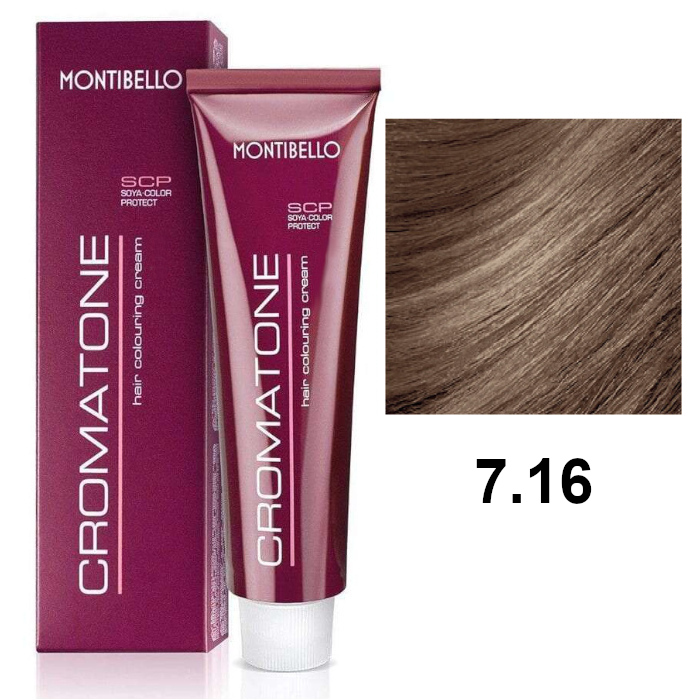 Cromatone | Trwała farba do włosów - kolor 7.16 kasztanowy popielaty blond 60ml