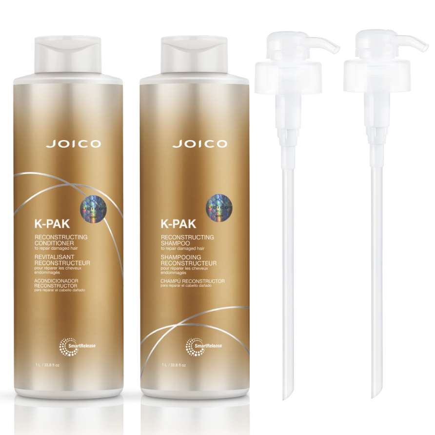 K-Pak | Zestaw regenerujący: szampon 1000ml + odżywka 1000ml + 2x pompka