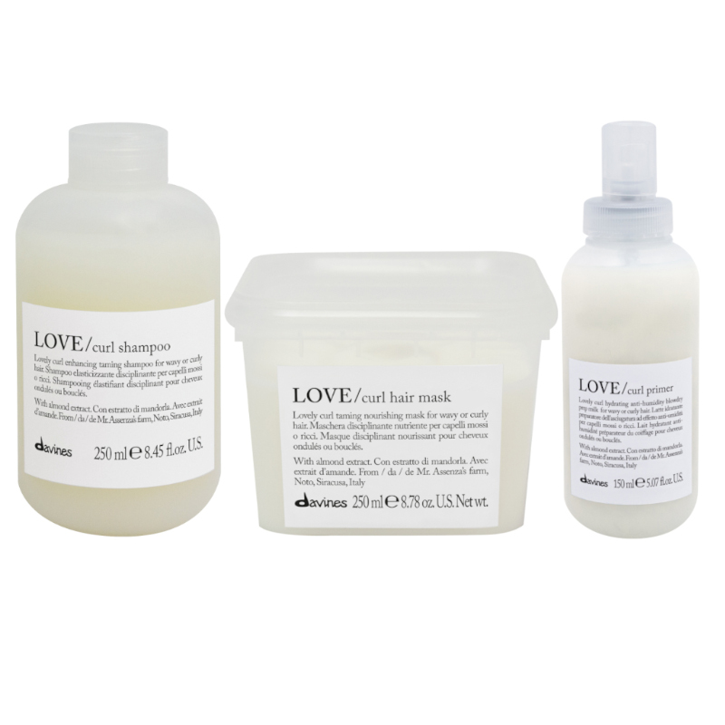 Love Curl | Zestaw podkreślający skręt włosów: szampon 250ml + maska 250ml + nawilżające mleczko w sprayu 150ml