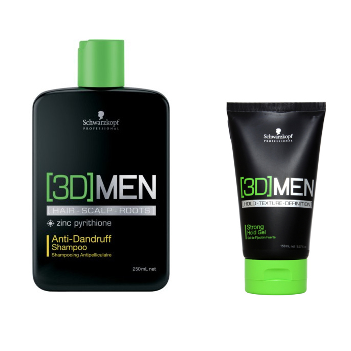 [3D] Men | Zestaw dla mężczyzn: szampon przeciwłupieżowy 250ml + mocny żel do włosów 150ml